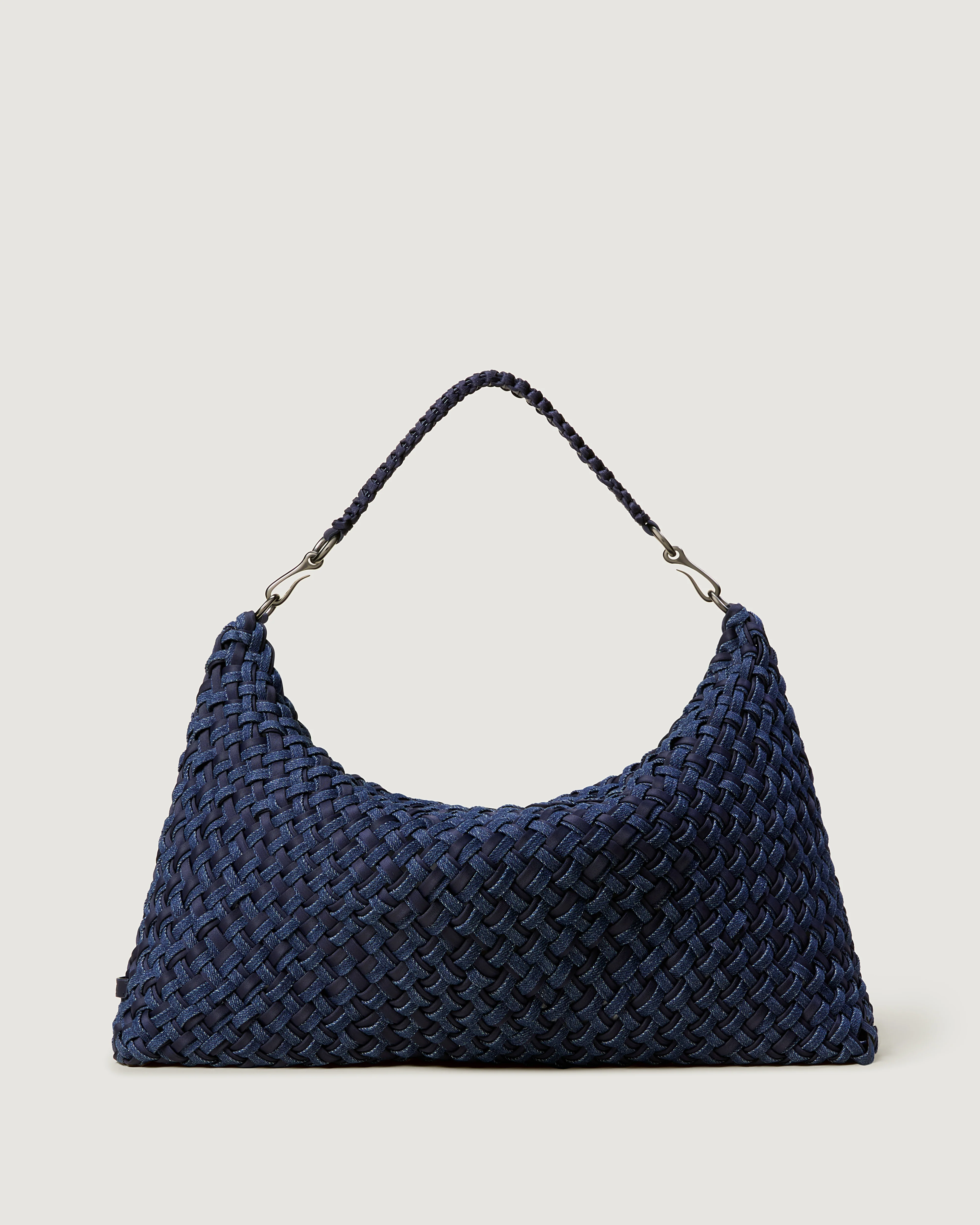 Porto Medium Half-Moon Bag Double Weave Denim | Indigo